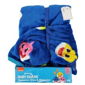 Pinkfong Nickelodeon Baby Shark Blue Kids Plush Soft Throw Blanket 40inx50in New